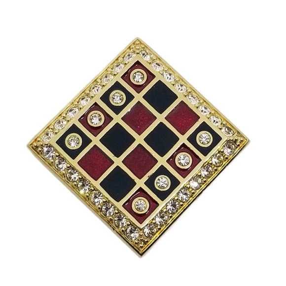 Swarovski Jewelry - SWAROVSKI 1980S CRYSTAL CHECKERBOARD STATEMENT BROOCH